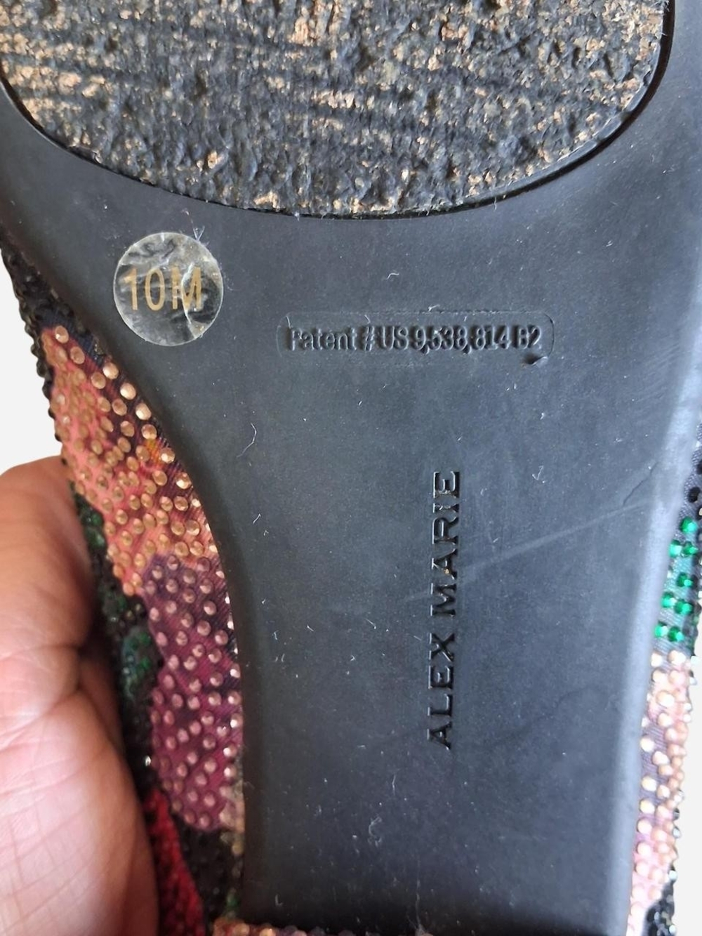 Alex Marie Black Floral Rhinestone Ballet Flats - Picture 2 of 4
